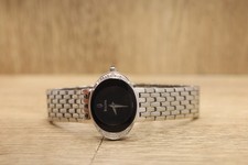 Ladies Vintage Bulova Diamond Accent Black Dial Dress Watch 96R49 New Batt 5.75"