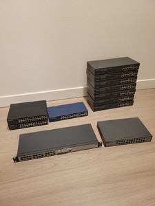 Huge Lot Of 12 Gigabit Ethernet Unmanaged Switch GS324, JFS 524 NETGEAR PLANET