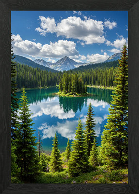 Bergsee Reflexion gerahmtes Wandbild Poster Leinwanddruck Bild