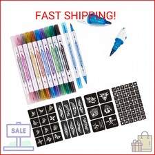 Temporary Tattoo Markers for Skin,10-Count Body Markers 80 Large Tattoo Stencils