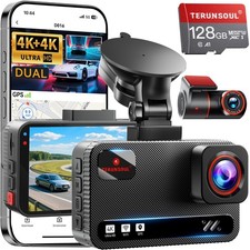 TERUNSOUl 4K 4K Dash Cam Front and Rear, Free 128GB Card Included, 5.8GHz WiF...