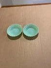 2 Vintage Jadeite Anchor Hocking Glass 5" Berry Sauce Bowls Swirl Pattern