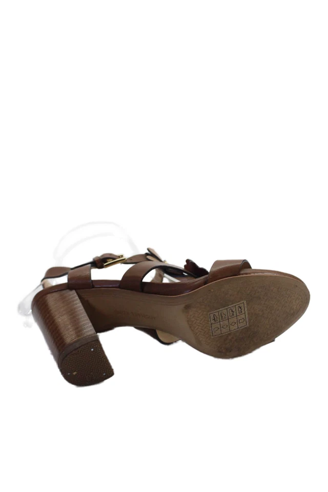 Sandálias femininas Michael Michael Kors salto bloco floral tira no tornozelo marrom tamanho 6 - Imagem 4 de 4