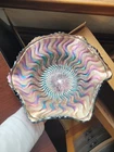 Pretty Amethyst Millersburg Carnival Glass Zig Zag Pattern Ruffled Bowl