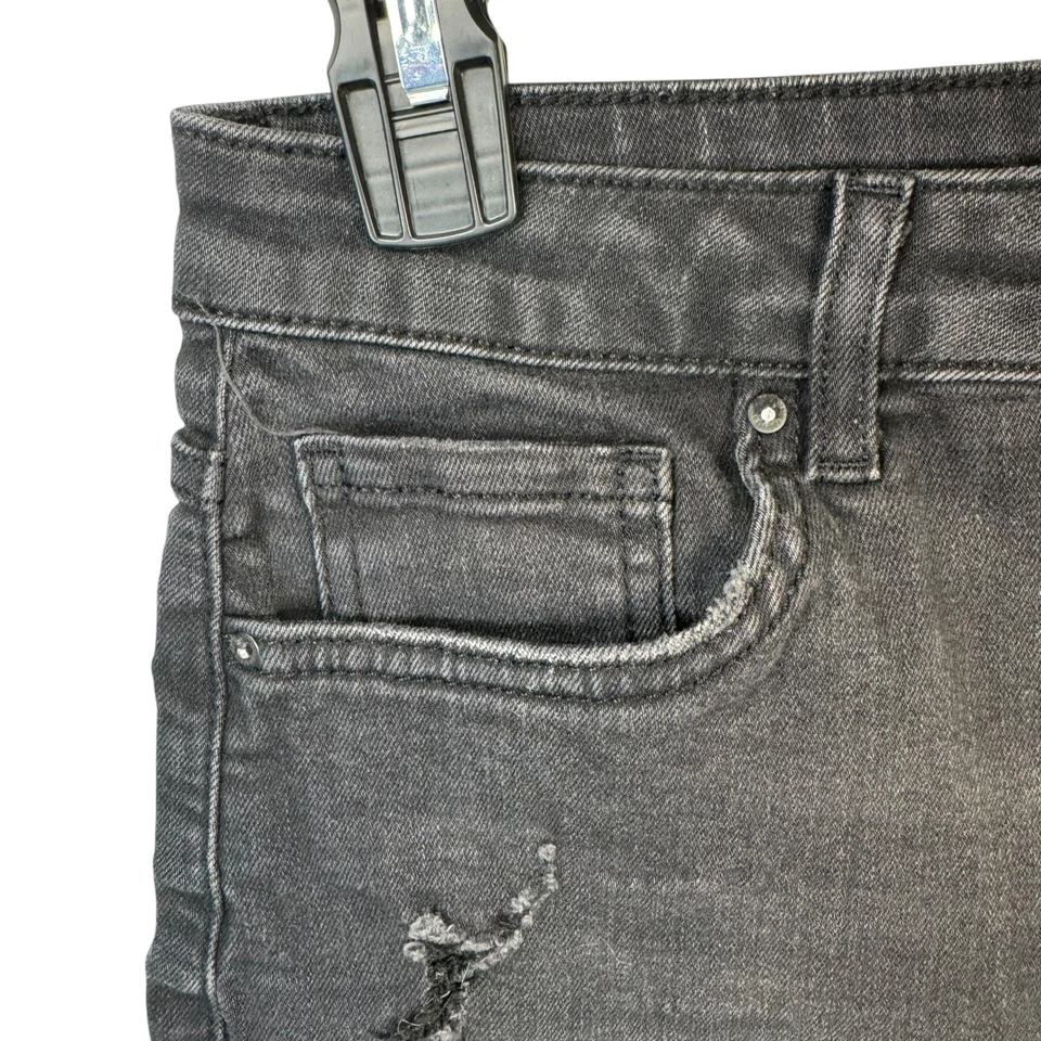 Forever 21 черный джинсовой ткани состаренный Бермуды шорты эластичной панк гранж размер 27 - Изображение 2 из 4