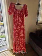 Lipsy London Red Bardot Off The Shoulder Jumpsuit Size 8
