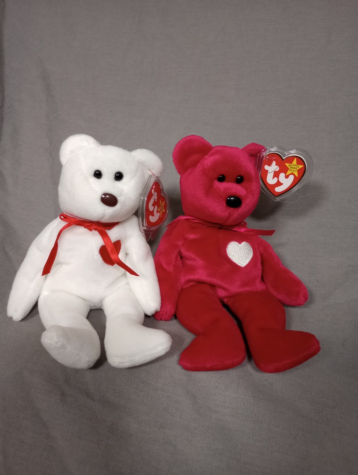 Beanie Babies Valentino 1993 Valentina 1999 With Swing Tags in Plastic Cases