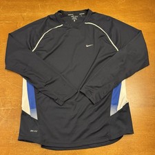 Nike Shirt Mens Large Blue Dri Fit Miler Running Long Sleeve Active