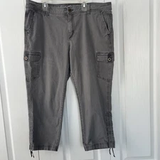 Eddie Bauer Pants Womens Sz 16 Gray Ripstop Cargo Casual Outdoors Hiking Capri