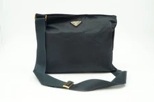PRADA Shoulder Bag Crossbody No Gusset Triangle Logo Plate Gold Hardware Unisex