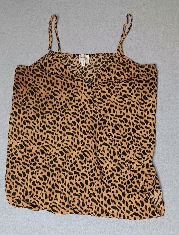 Hayden Partial Wrap Sleeveless Blouse Womens Size 2XL Animal Leopard Print Vneck