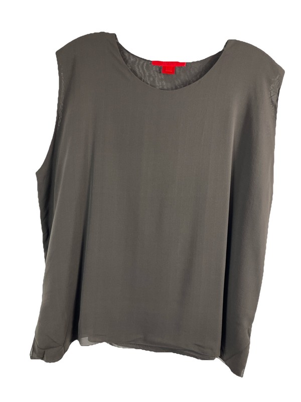 Sz 2 Shamask 100 % Silk Dark Brown Coffee Chocolate shell tank camisole top