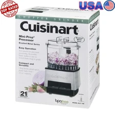 Stainless Steel Mini Prep Food Processor 21oz 2-Speed Chopper Grinder Kit New