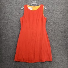 Hugo Buscati Collection Shift Dress Womens 14 Orange 100% Silk Knee Length