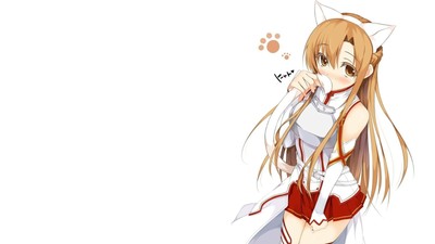 Playmat Desk Mat Anime girls sword art online simple cat girl Play 24x14in