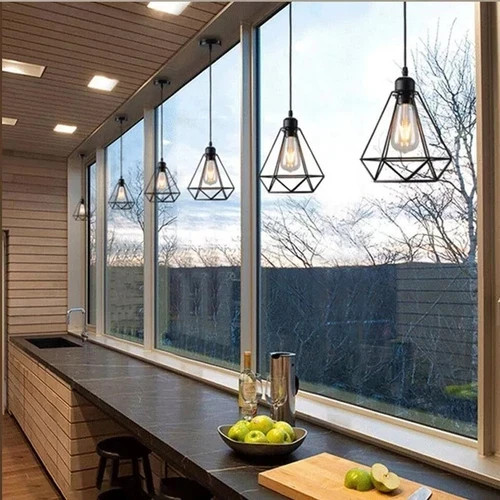 Industrieller geometrischer Lichtschirm Drahtrahmen Deckenanhänger Leuchtschirm Lampenschirm - Bild 9 von 37