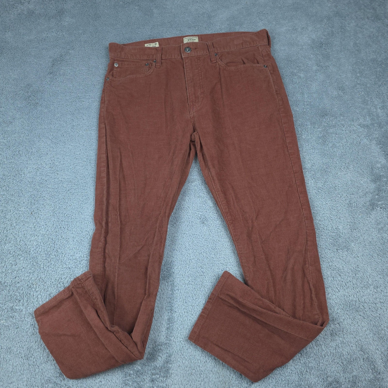 J.Crew Corduroy Pants Mens 33x30 Brown 5 Pocket Straight Stretch Casual