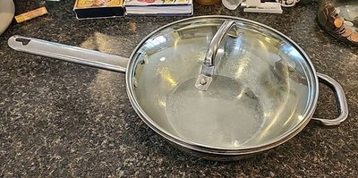 Wolfgang Puck Cafe Collection 18/10 Stainless Steel 10  Skillet Wok w Lid 032006