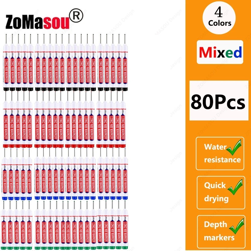 Waterproof Long Head Marker Pens 2cm Nib for Wood Metal Carpentry