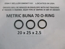 20mm ID x 25mm OD x 2.5mm thick O-ring.  Buna-70.   Quan 3.