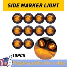 3/4" Round 7 LED Light Side Marker Clearance for Trailers 10pcs Amber Lights