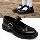 Girls School Shoes Chunky Mary Jane Patent Bow Buckle Kids Smart Formal Pumps