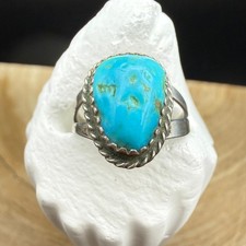 Sterling Silver Turquoise Ring Size 6, Chunky Turquoise and Sterling Ring
