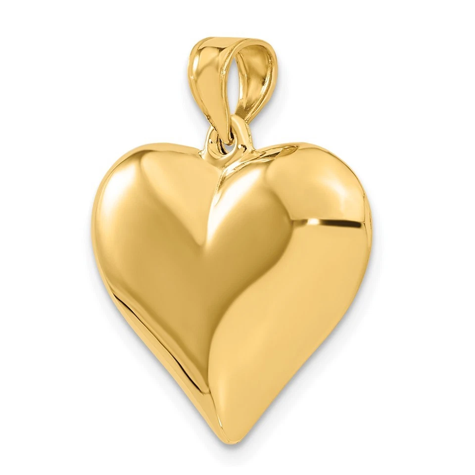14k Yellow Gold Puffed Heart Pendant, 22mm - Image 3 of 4