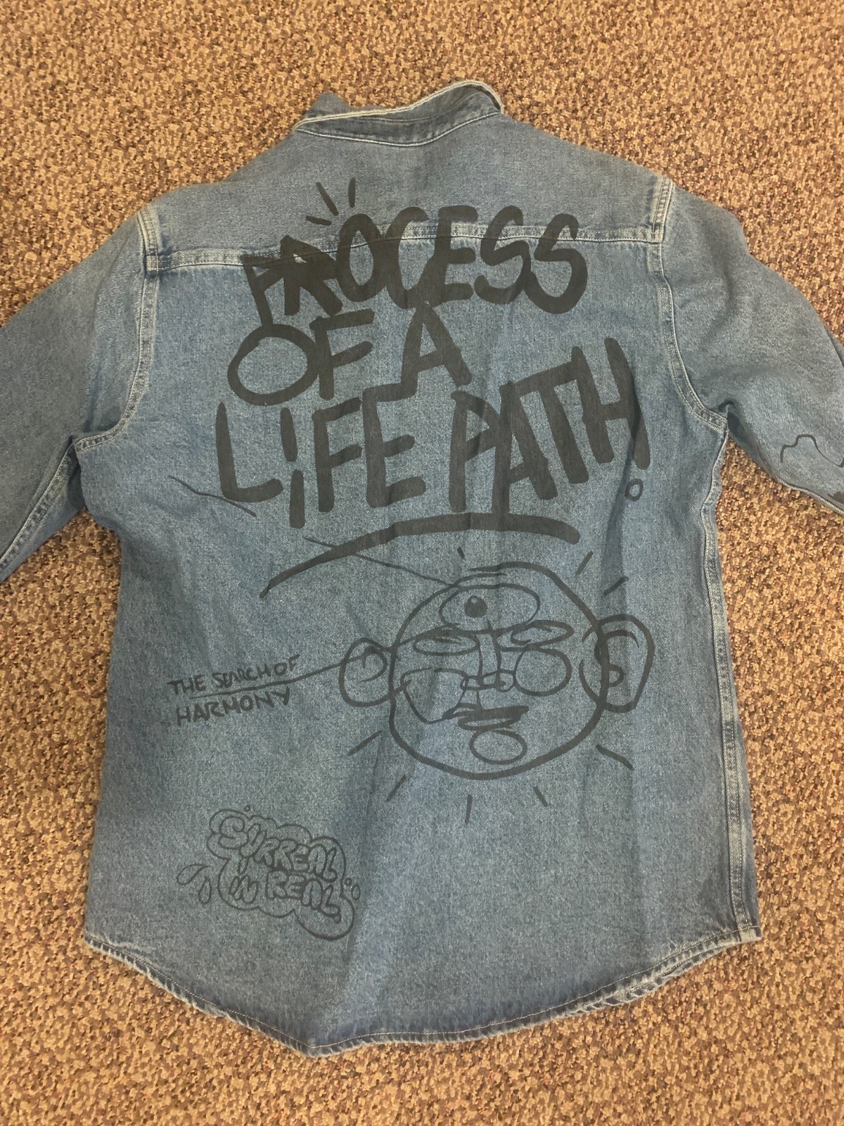 Zara Denim Jacket with Art Large 100% Cotton new with tags