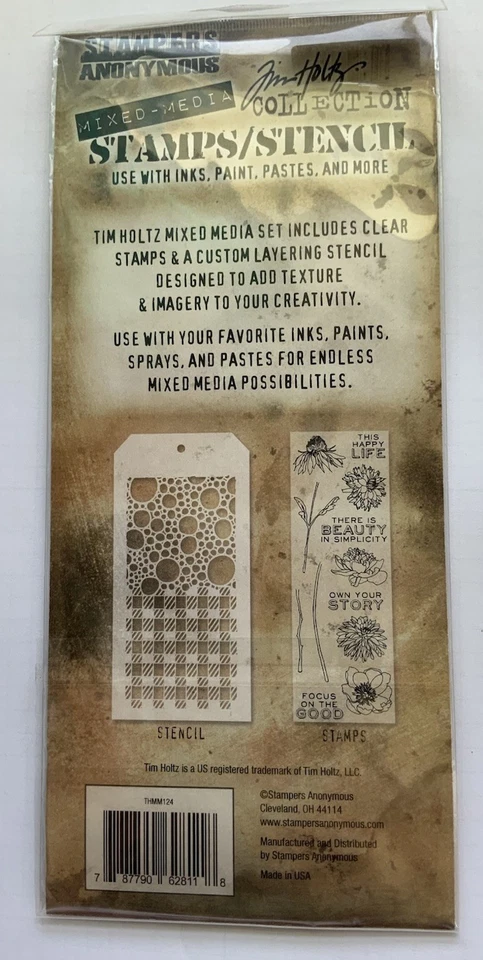 Juego de plantillas de estampillas Tim Holtz flores girasol 12 estampillas transparentes burbujas guinga Foto 3 de 4