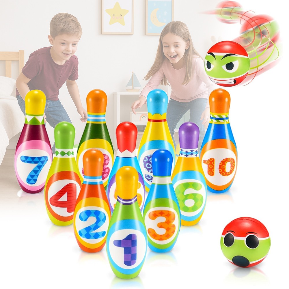 Set 10 Birilli da Bowling Giocattolo per Bambini con Pallina Morbidi e Sicuri foto 5