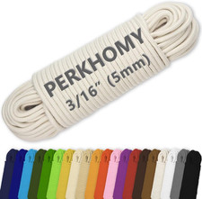 Perkhomy 100 Ft 3/16" 5Mm Cotton Rope Multi Purpose Utility Diamond Braided Co