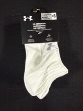 Under Armour UA Essential Women's No Show Socks 6-Pack Size 4-6 White
