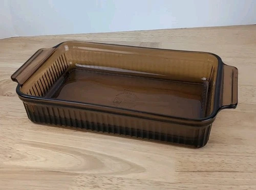 VTG ANCHOR HOCKING Brown Rectangle 1.5 QT Oven-Proof Glass Baking Dish 1441 USA