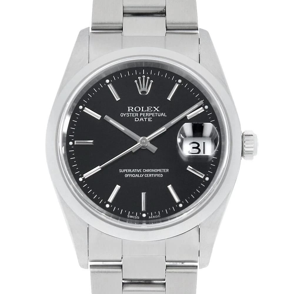 Rolex — ROLEX Oyster Perpetual Date 15200 black bar A Number second hand mens