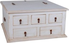 Truhentisch Mexico Möbel Landhausstil Massivholz Pinie Weiß