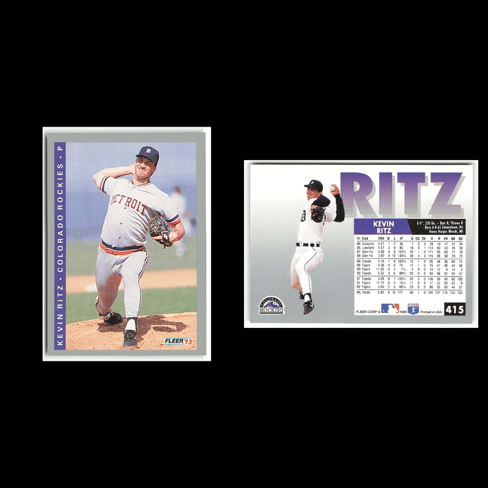 Kevin Ritz #415 1993 Fleer Colorado Rockies Baseball Card MLB NM - Image 3 of 3