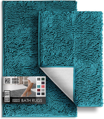 Bathroom Rugs, Chenille Bath Mat - Machine Washable Bath Mats for Bathroom Non-S