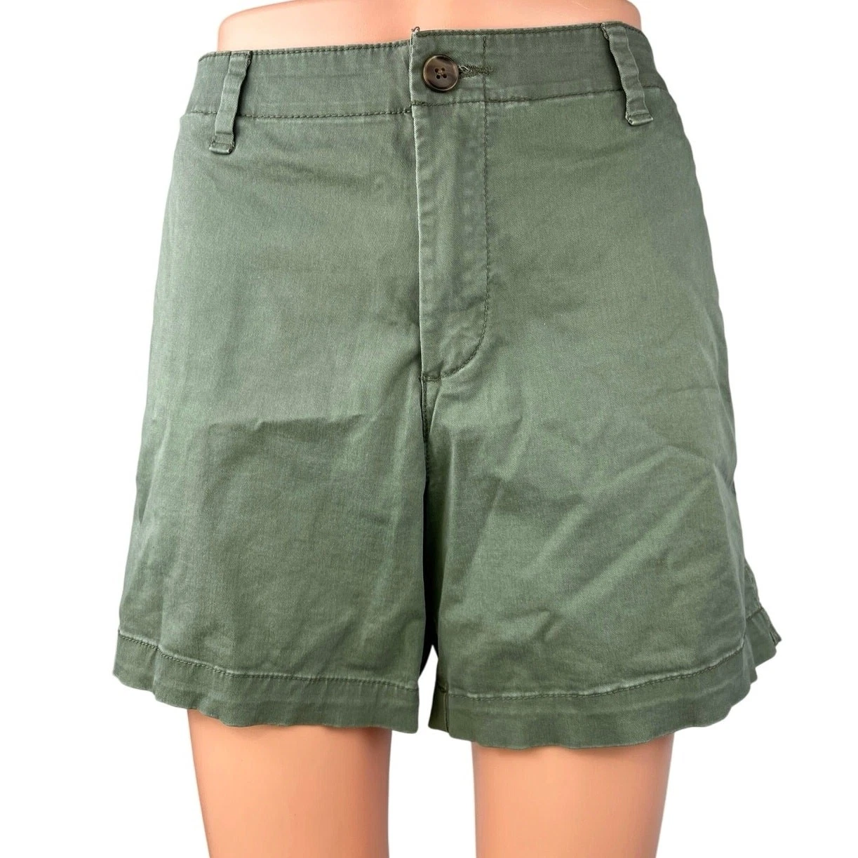 GAP Women's Green High Waisted Zip Bermuda Long Chino 5" Casual Shorts Size 10