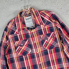 Levi's Shirt Mens Medium Western Plaid Long Sleeve Pearl Snap Button 3LYLW0022
