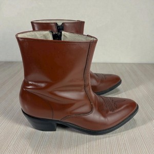 *Flaw Long Haul Mens Leather Cowboy Boots Sz 10M Western Zip Ankle Riding Brown Stetson Brown Men main image 2