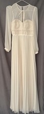 Self Portrait Size 6 Ivory Chiffon Pleated Maxi Dress BNWT Party Wedding Formal