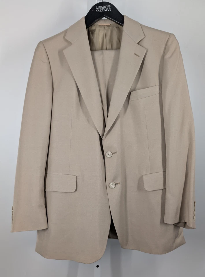 Traje Blazer Pantalones Barney's Nueva York Vintage Años 70 80 Gatsby Dorado Seda 2 Piezas 44R Foto 2 de 4