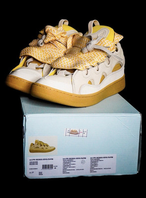 Lanvin Curb Sneakers. Designer Chunky Lace Shoes. Size 44 Men. New with Box