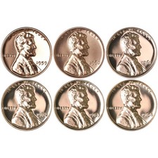 1959-1964 Lincoln Memorial Cent Gem Proof Run 6 Coin Penny Set Us Mint