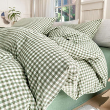 Queen Comforter Set Green Gingham Comforter Modern Style Checkered Pattern Comfo