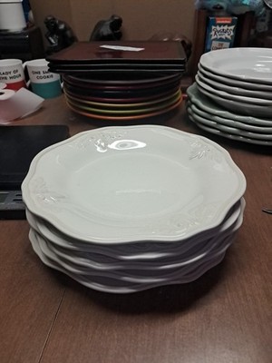 5 Lenox Butlers Pantry Salad Plate - Off White 9.5'' Euc Small Chips Read Bin 216