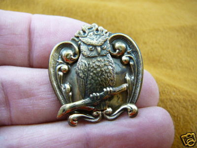 (b-bird-353) owl screech I love watching hoot Owls perched pin brooch pendant