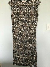Tory Burch 100% Silk White, Black, and Brown Dress Size M