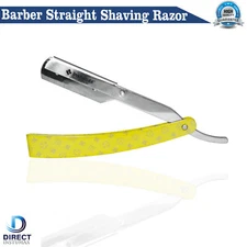 Professional Barber Hair Shaving Razor Straight Edge Folding Yellow Handle